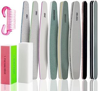 Nail File Buffer, 11 Pcs Gel Nail File Set Professional Nail Buffer File Block Natural Manicure File Nail Polisher Washable Double Sided