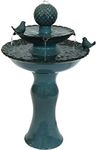 Sunnydaze Resting Birds 27-Inch Ceramic Outdoor Water Fountain - 2 Tiers - Electric Submersible Pump with Adjustable Flow