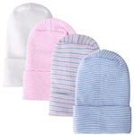 DRESHOW BQUBO Newborn Baby Boys Hats Hospital Cotton Cute Knit Hat Premie Baby Stripe Beanie Infant Caps for 0-6 Months