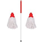 Professional Colour Coded Mop Handle and 2 Mop Heads (Red)