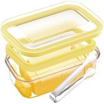 SMOTOT Butter Slicer Cutter Dish Airtight Box Stick Container Airtight Lid with 304 Stainless Steel Tweezer for Fridge Storage (280g)