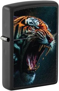 Zippo Tiger Roar Design Black Matte Pocket Lighter