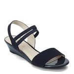 LifeStride Womens Yolo Slip On Ankle Strap Wedge Sandals Navy 11 Narrow (AA,N)