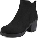 DREAM PAIRS Women's Chunky Heel Ankle Boots Chelsea Ladies Booties Slip-on Shoes,Size 10,Black,ZOEY-1