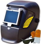 Buildingshop Welding Helmet with Black & White Glass, Welding Gloves & Welding Glasses Welding Helmet (Size - 18)