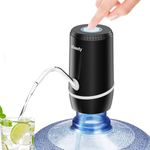 Water Pump for 5 Gallon Bottle, USB Charging Automatic Water Dispenser with Rechargeable Battery, Portable Electric Drinking Water Jug Pump for Home, Kitchen, Living Room, Office, Camping - Black