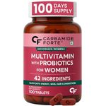 Carbamide Forte Multivitamin Tablets for Women | Multi Vitamin Supplement for Women With Probiotics | Multivitamin Tablet for Women With 43 Ingredients To Support Energy & Health - 100 Tablets