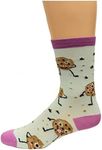 K. Bell Women's Food & Drink Novelty Casual Crew Socks, Cookie Monster (Blue), Shoe Size: 4-10