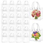 ZENFUN 80 Pack Clear PVC Gift Bags with Handle, Transparent Small Wrap Tote Bags, Reusable Clear Plastic Bags, for Baby Shower, Party Favor, Wedding, Shopping Retail(6.3 x 5.9 x 2.7 Inch)