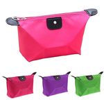 TRIXES 3PCS Small Travel Bag Set – Waterproof Storage and Organiser Pouch for Makeup, Cosmetics, Toiletries, Accessories, Brushes - Hot Pink, Purple and Lime Green