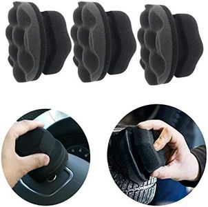 3pcs Tire Dressing Applicator, Tire Shine Applicator Dressing Pad with Hex Grip Design, Reusable Tire Cleaner Sponge for Tire Detailing.