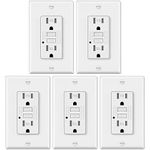 ELECTECK 5 Pack GFCI Outlets 15 Amp, Tamper Resistant (TR), Decor GFI Receptacles with LED Indicator, Ground Fault Circuit Interrupter, Decorative Wallplate Included, ETL Certified, White