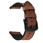 Fullmosa Watch Straps for Men 22mm Leather & Silicone Compatible with Samsung Galaxy Watch 46mm /Galaxy Watch 3 45mm /Gear S3 Frontier/Classic, Brown