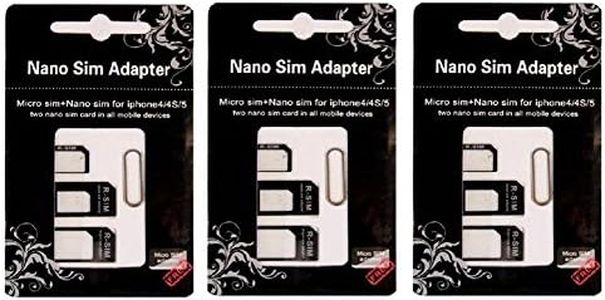 Cuziss Set of 3 Nano Sim Adapter and Micro Sim Adapter and Nano to Micro Adapter with a Sim Card Folder and a Needle Three pack