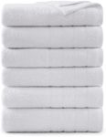 Casa Platino White Bath Towels 6 pack, Medium Towel Set(24"x48"), 100% Ring Spun Cotton Towels for Bathroom, Gym, Spa and Hotel Use, White Towels for Bathroom, Lightweight and Quick Dry Bath Towel Set