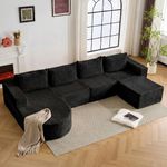 MELLCOM 132'' Modular Sectional Boneless Sofa, U Shaped Cloud Couches with Memory Foam Seating＆Wide Armrest Design, Large Modern Sofa Couch for Living Room, Bedroom, No Assembly Required (Black)