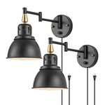TRLIFE Plug in Wall Sconces Set of 2, Dimmable Wall Sconces Swing Arm Wall Lights, Wall Mounted Light with 6FT Plug in Cord and On/Off Switch, E26 Base, UL Listed