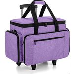 Luxja Sewing Machine Case with Detachable Dolly, Rolling Sewing Machine Tote with Removable Bottom Pad (Fits for Most Standard Sewing Machines), Purple (Bag Only)