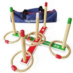 Wooden Ring Toss Game-Includes 5 Rope Rings and Carry Bag