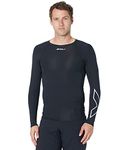 2XU Men's Core Compression Top, Black/Silver, Long Sleeve, L