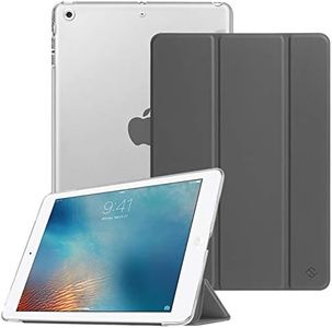 Fintie Funda para iPad Air (2013)/iPad Air 2 (2014) - Trasera Transparente Mate Carcasa Ligera con Función de Soporte y Auto-Reposo/Activación, Gris Oscuro