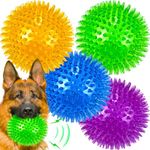 LECHONG 4-Pack Large Dog Balls, 4.5” Funny Squeaky Balls for Dog, Rubber Spiky Dog Balls for Large Dogs & Medium Dogs Teeth Cleaning, Dog Toy Balls for Training & Boredom Buster