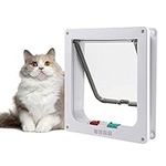 Large Cat Door 23.5 * 25 * 5.5cm,4 Way Locking Cat Flap Door,Silent Dog Door Pet Flap Easy to Install,Suitable for Cats Kitties and Kittens