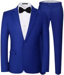 WEEN CHARM Men's Suit One Button Regular Fit 2 Piece Suits Tuxedo Wedding Prom Party Blazer Pants Set Royal Blue