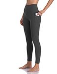 Colorfulkoala Women's High Waisted Tummy Control Workout Leggings 7/8 Length Yoga Pants with Pockets (S, Charcoal Grey)