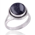 Sterling Silver 925 Ring For Womens Genuine Blue Sun Stone Ring Sterling Silver Engagement Ring Bezel Set Gemstone Ring