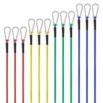 Navaris Bungee Cords with Carabiner Hooks (Set of 12) - Includes 18/24/36/48 inch Lengths - Heavy Duty Assorted Bungee Cord Pack with Carabiner Clips