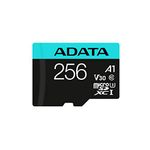 ADATA 256GB Premier Pro microSDXC/SDHC UHS-I Memory Card with Adapter - C10, U3, V30, 4K, A2, Micro SD - AUSDX256GUI3V30SA2-RA1 (256GB)