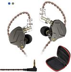Andiker KZ ZSN-C Pro Quad Driver Earphones DD+BA High Resolution Hybrid Driver Electronic Crossover Headset, Detachable Cable Heavy Bass Earbuds Profeesional Earphones with Storage Box(no mic, Grey)