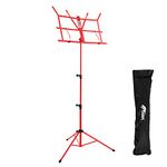 TIGER MUS56-RD Easy-Folding Sheet Music Stand with Bag - Portable Folding Music Stand - Red