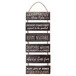 P. Graham Dunn Grandparents House Rules Pine Hanging Rope Ladder Sign, 26 x 10 Chalk Look