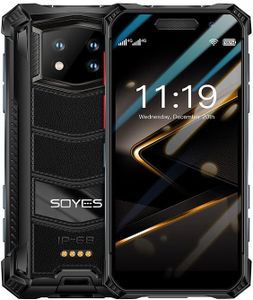 Truely Mini Rugged Smartphone, SOYES S10 Max 6GB+128GB 3.5 Inch Octa Core Android 10 Dual SIM 2400mAh Fingerprint Face ID 4G LTE Mobile Phone (Black, 6GB RAM 128GB ROM)