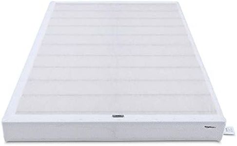 Amazon Basics Smart Box Spring Bed Base, 5-Inch Height Mattress Foundation, Tool-Free Easy Assembly, Twin, 74"L x 38"W x 5"H, White