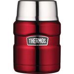 Thermos Stainless Steel Stainless King 16 Ounce Food Jar With Folding Spoon, Red