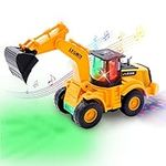 Construction Vehicles Toys for 3-9 Years Old Boys, Battery Operated Bump & Go Excavator Toy for Kids, Automatic Sand Toys Educational Toys Birthday Gifts Car Toy Digger Truck with Sounds and Lights