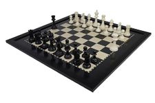 Playminds All 21" X 21" Tournament Size Wooden Laminated Chess Board With Fide Standard Chess Coins & Extra Queens (21" Wooden Black Chess Set)