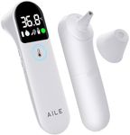 Digital Temperature Thermometer for Ear and Forehead: AILE Infrared Thermometers Gun for Baby and Adult - Approved UK Accurate Fast Readings Fever Alarm Mute Mode Non touch Contact Measurement