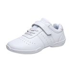 WUIWUIYU Boys' Girls' Women's Hook-and-Loop School Cheerleading Dance Yoga Sport Training Sneakers Size 11 UK Child White