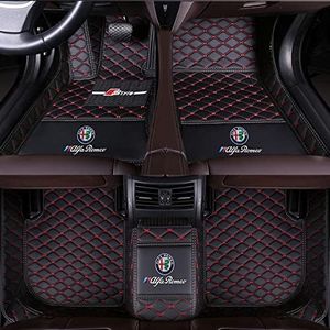 Auto Pelle Tappetini Abitacolo per Alfa Romeo Stelvio 2017 2018 2019 2020 2022 2023 2024 Full Coverage Custom Car Floor Mats Tappetini Floor Mats Interni Protezion Accessori,BlackRed