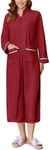 Ekouaer Women's Zipper Robes Fleece Robe Zip Bathrobe Long Sleeve Housecoat with Pockets Wine Red M