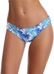 SHEKINI Women's Bikini Bottom Floral Print Hipster Swim Bottoms Low Rise Swimsuit Bottoms, Bottom Only - White, Small