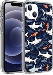 SHDYQXSB Phone Case for iPhone 14, Funny Cool Shark Printed Designed for Shockproof Soft TPU Clear Case