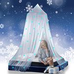 Eimilaly Princess Bed Canopy Glow in The Dark, Christmas Snowflakes Bed Canopy for Girls Room Decor, White