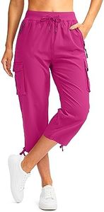 Soothfeel Women's Cargo Capris Pants with 6 Pockets Lightweight Quick Dry Travel Hiking Summer Pants for Women Casual (Rose, XS)