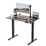 VonHaus Electric Standing Desk, Height Adjustable Sit Stand Desk w/Anti-Collision & Height Preset Technology, Cable Management & USB-C Charging, 100x60cm, Two Piece Black Desktop & Frame