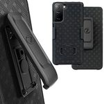 ZASE Galaxy S21 Holster Case, Belt Clip Case for Samsung S21 5G 6.2-inch Tough Super Slim Protective Rugged Cover Armor Defender Strong Belt Clip [Built-in Kickstand] (Black Holster Combo Case)